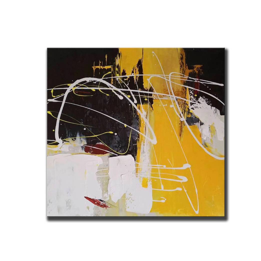 Abstract Yellow Acrylic Modern Abstract Canvas Artwork 2AN2F wall art